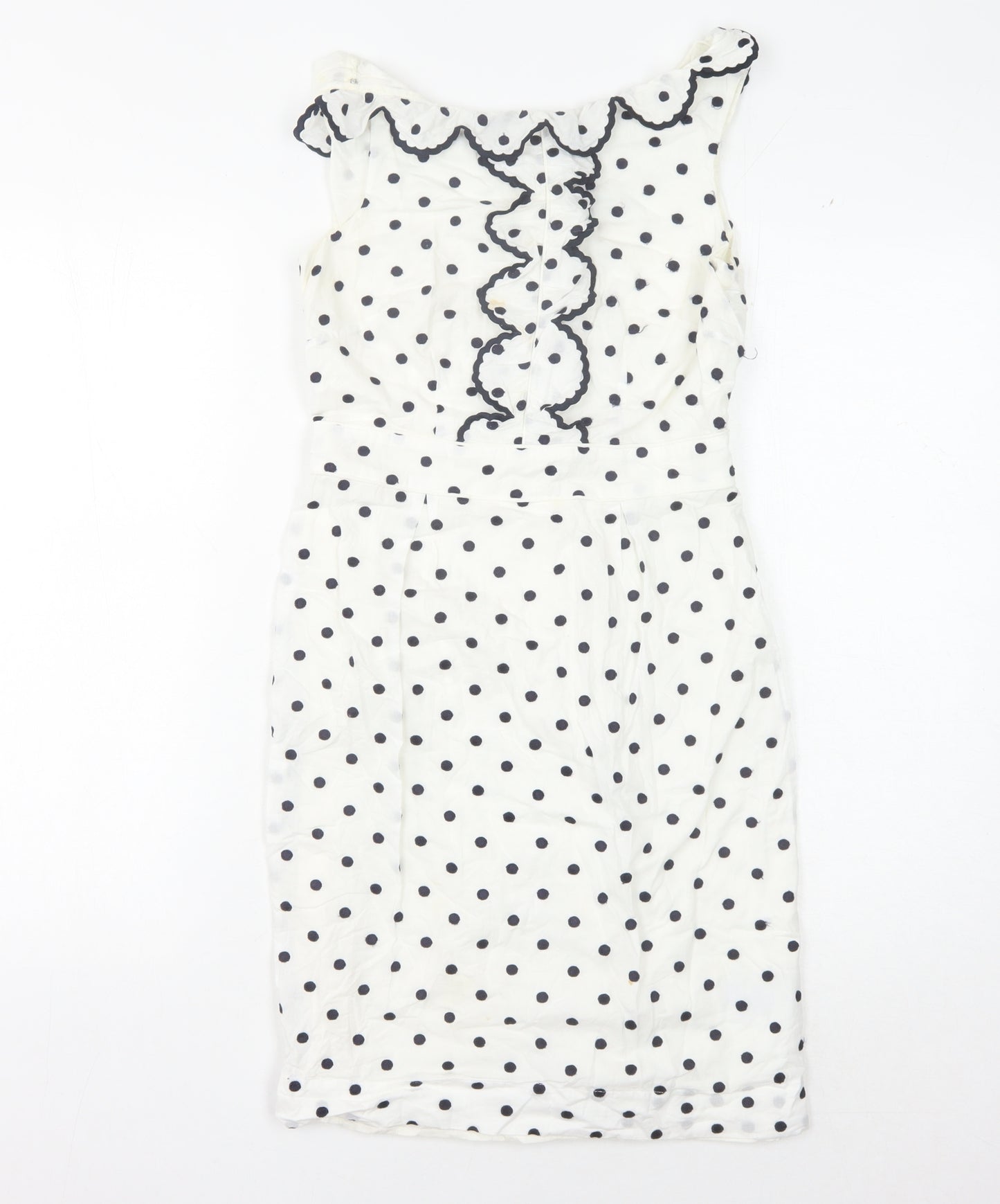 Boden Women's White Polka Dot Dress, Size 6, Sleeveless