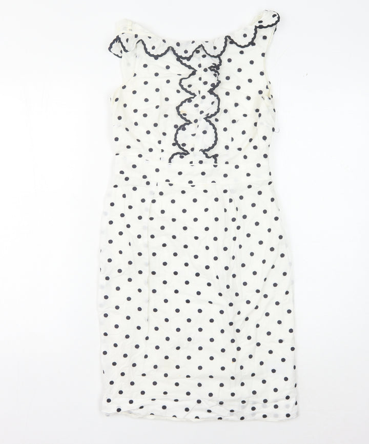 Boden Women's White Polka Dot Dress, Size 6, Sleeveless