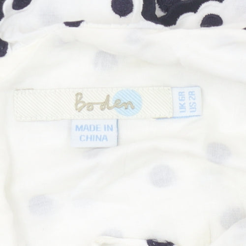 Boden Women's White Polka Dot Dress, Size 6, Sleeveless
