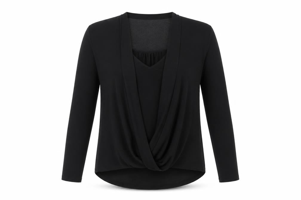 Front view of Coast Women's Black Wrap Top, size 10