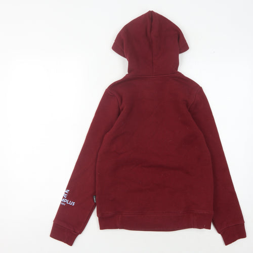 Pom Pomplus Boys Red Graphic Hoodie, Size 12, Autumn Winter Pullover
