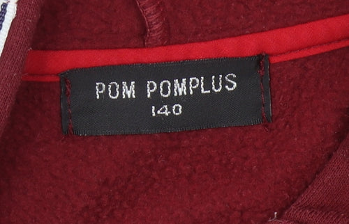 Pom Pomplus Boys Red Graphic Hoodie, Size 12, Autumn Winter Pullover