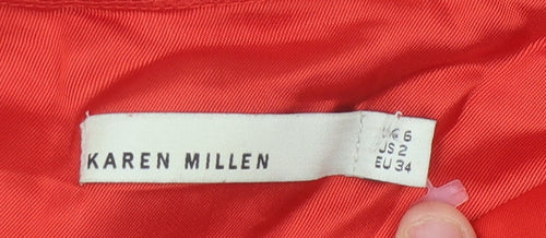 Karen Millen Red Women's Sleeveless Dress Size 6