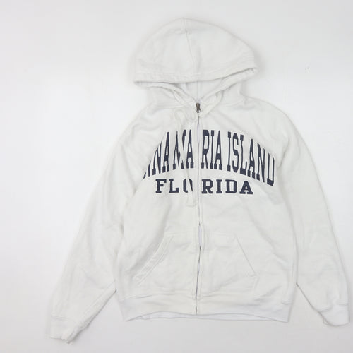Pacific & Co Unisex White Full Zip Hoodie Small