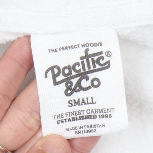 Pacific & Co Unisex White Full Zip Hoodie Small