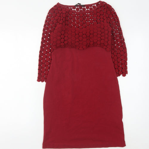 Great Plains Women Red XS Crochet Dress