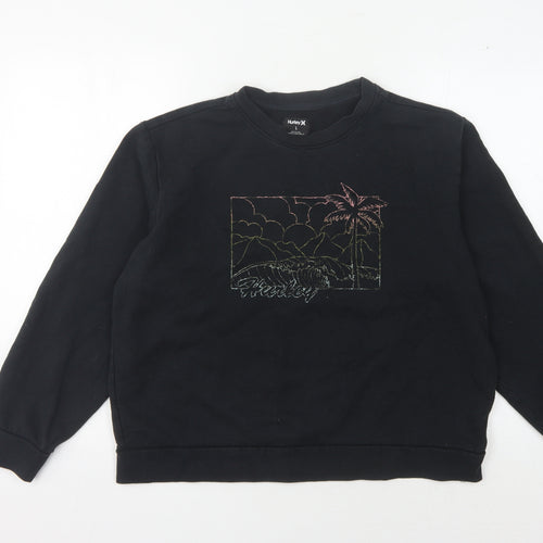 Hurley Black Unisex Graphic Pullover Sweatshirt L
