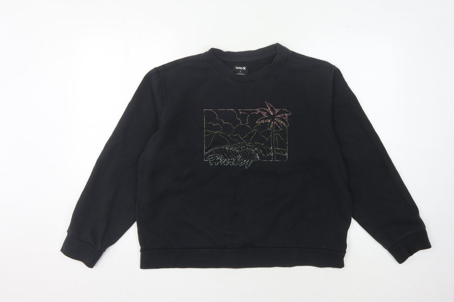 Hurley Black Unisex Graphic Pullover Sweatshirt L