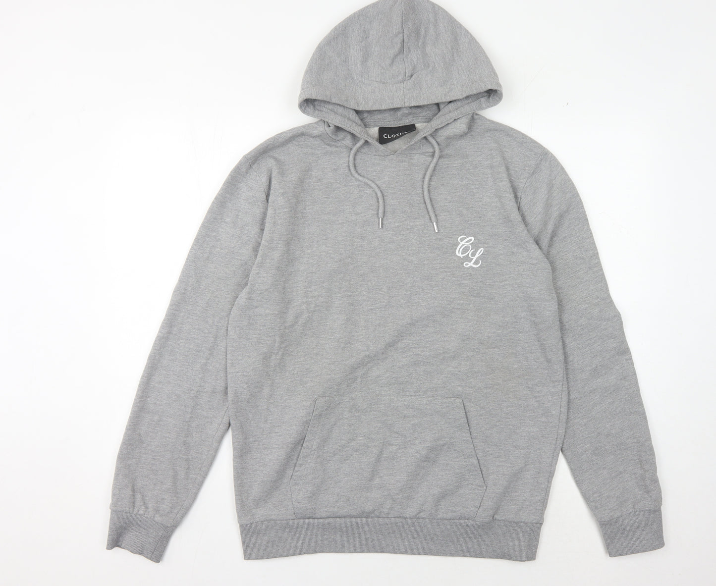 Closure London Men's Grey Pullover Hoodie, M, Regular Fit