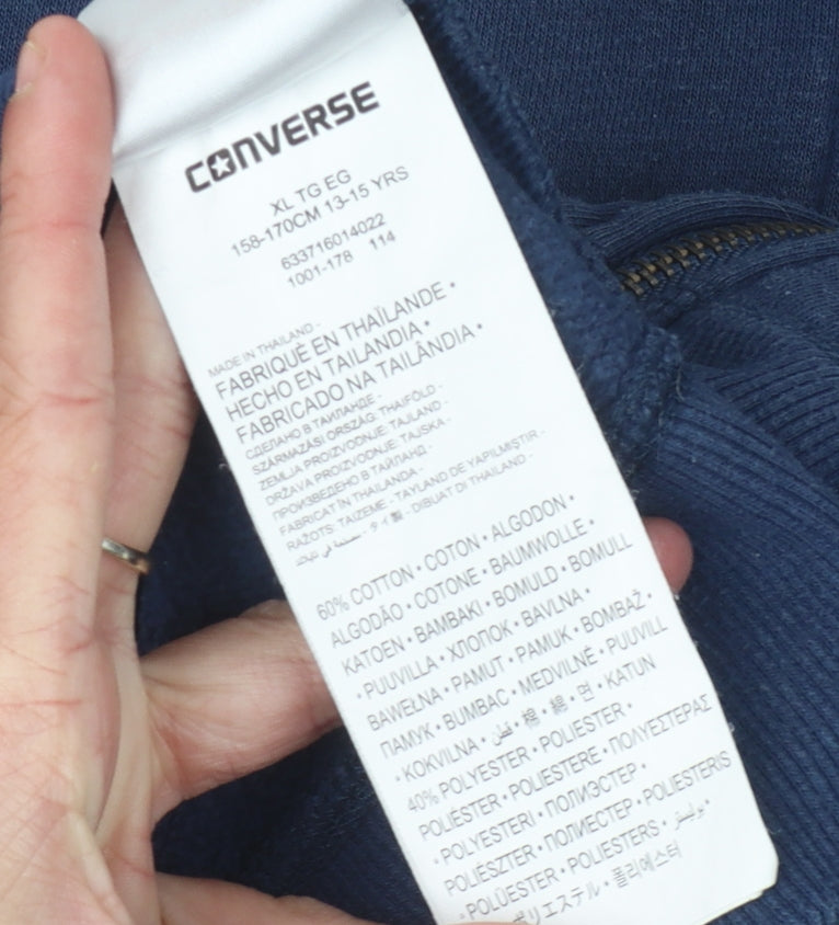 Converse Boys Blue XL Full Zip Hoodie with Logo