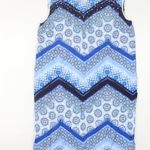 Wallis Women's Blue Geometric Shift Dress Size 10