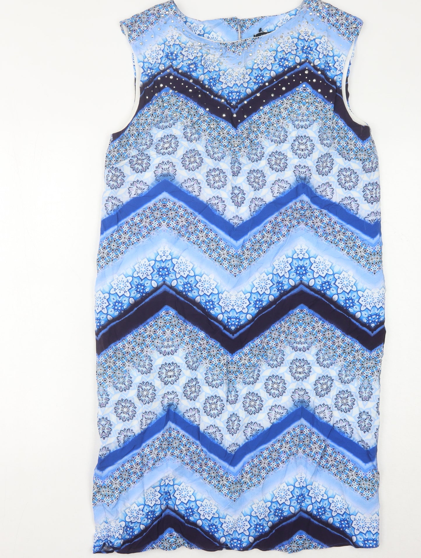 Wallis Women's Blue Geometric Shift Dress Size 10