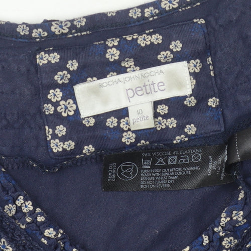 Rocha John Rocha Women's Blue Floral Petite Blouse