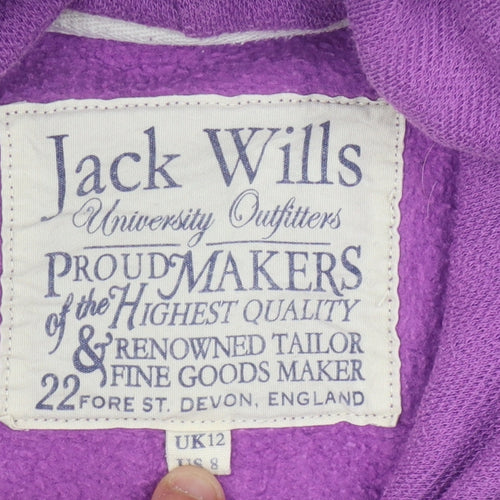Jack Wills Women's Purple Pullover Hoodie Size 12