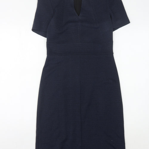 John Lewis Women's Blue Knee Length Sheath Dress Size 10