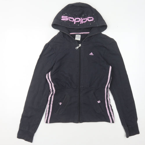 Adidas Women's Black Full Zip Hoodie, Size L