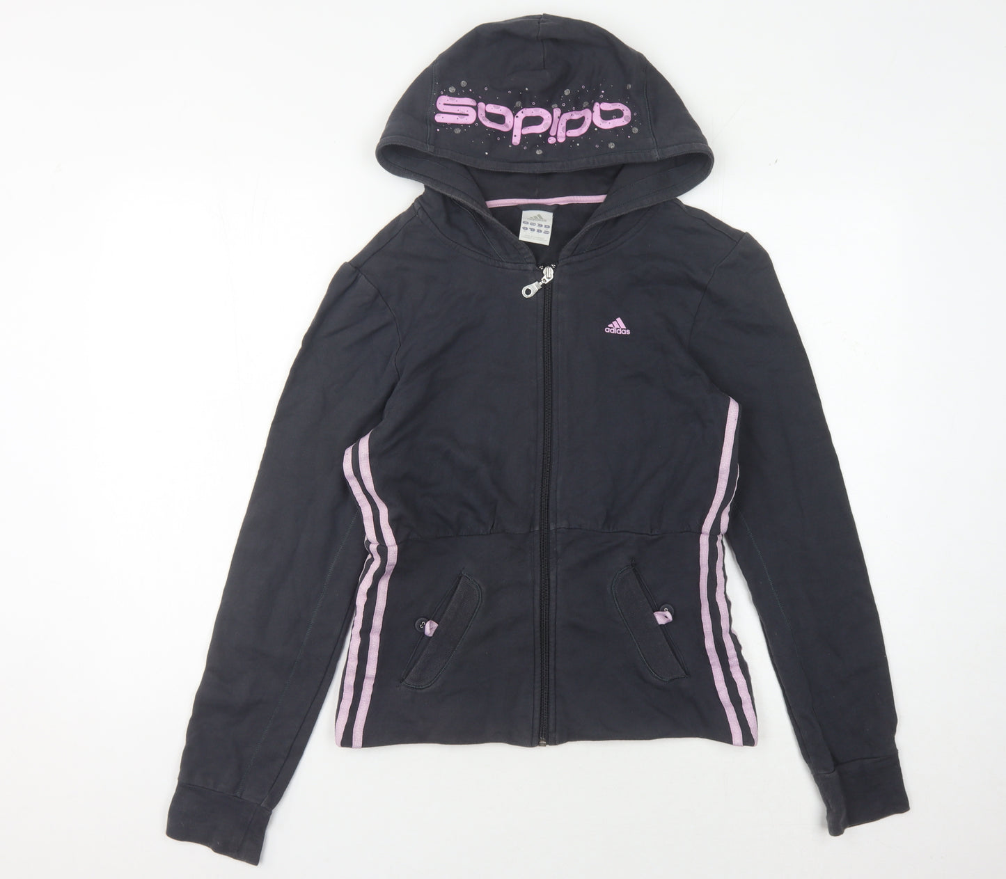 Adidas Women's Black Full Zip Hoodie, Size L