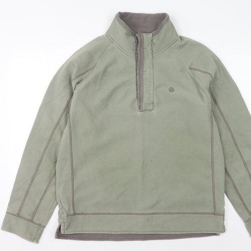 FatFace Men's Green Henley Sweatshirt, Size M, Logo Accent