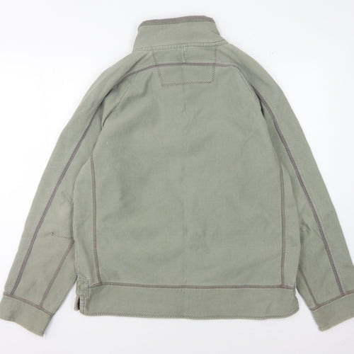 FatFace Men's Green Henley Sweatshirt, Size M, Logo Accent