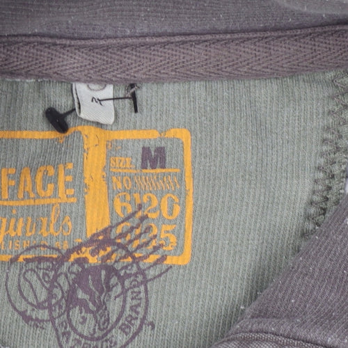 FatFace Men's Green Henley Sweatshirt, Size M, Logo Accent