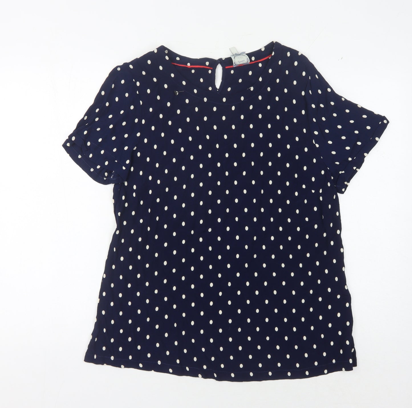 Joules Women's Blue Polka Dot Blouse Size 14 Casual