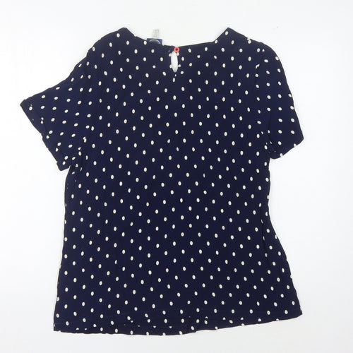 Joules Women's Blue Polka Dot Blouse Size 14 Casual