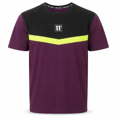 11 Degrees Men's Colourblock T-Shirt, 2XL, Purple/Black
