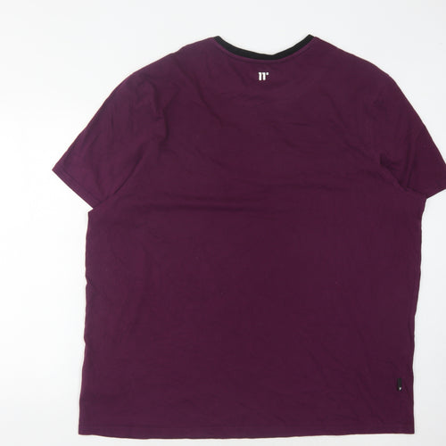 11 Degrees Men's Colourblock T-Shirt, 2XL, Purple/Black