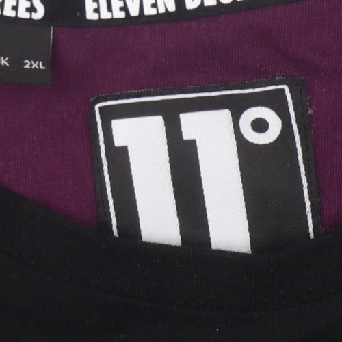 11 Degrees Men's Colourblock T-Shirt, 2XL, Purple/Black