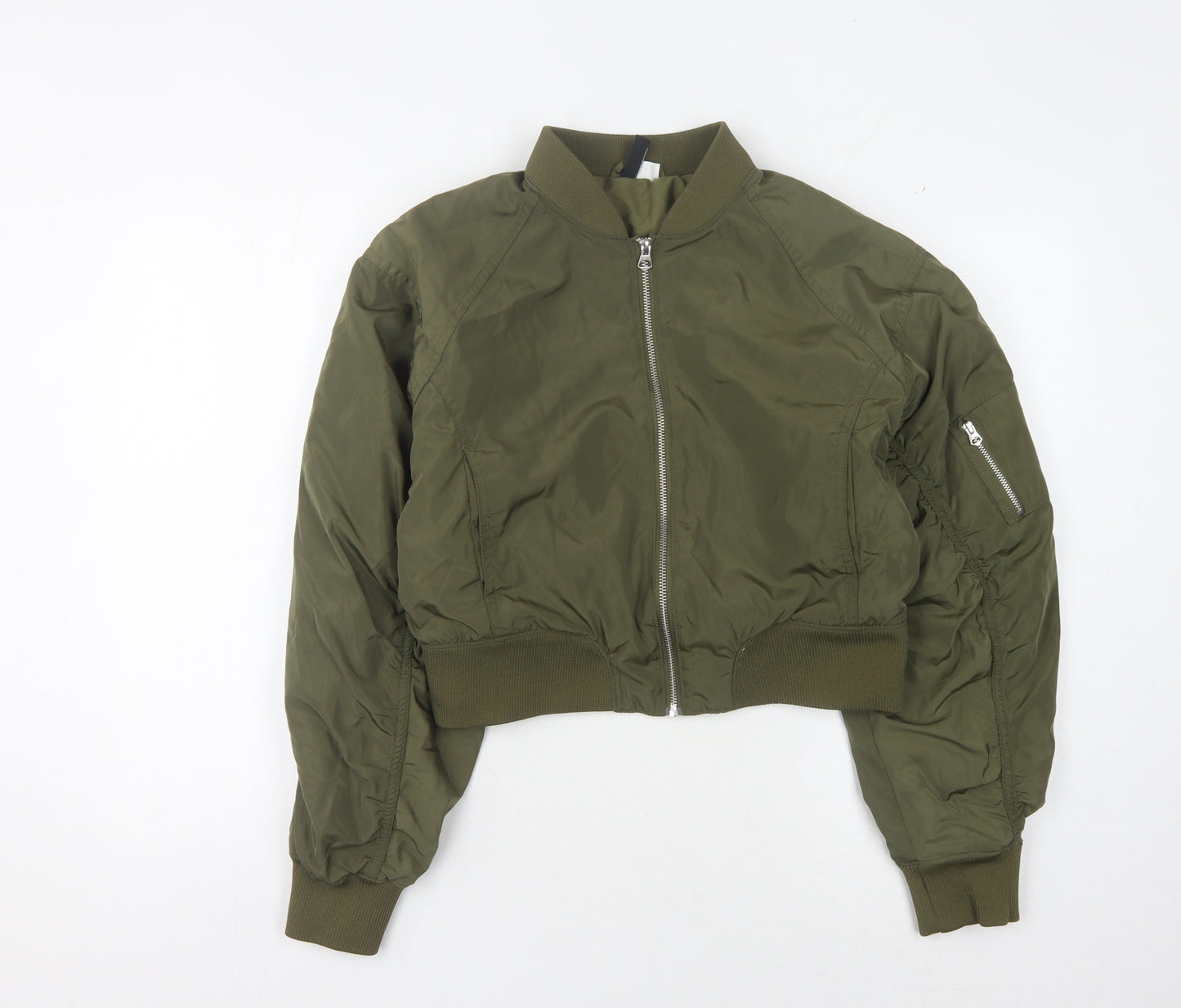 H&M Women's Green Bomber Jacket, Size 12, Casual Wear