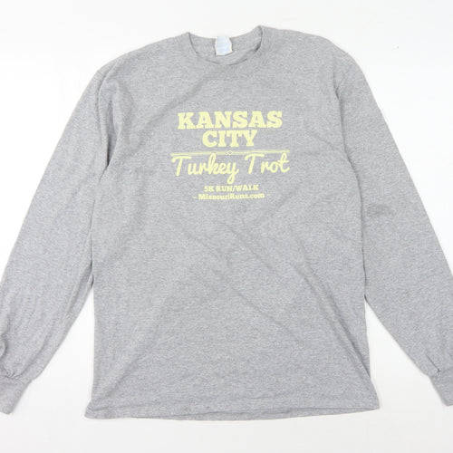 Port & Company Grey Long Sleeve Unisex T-Shirt, M