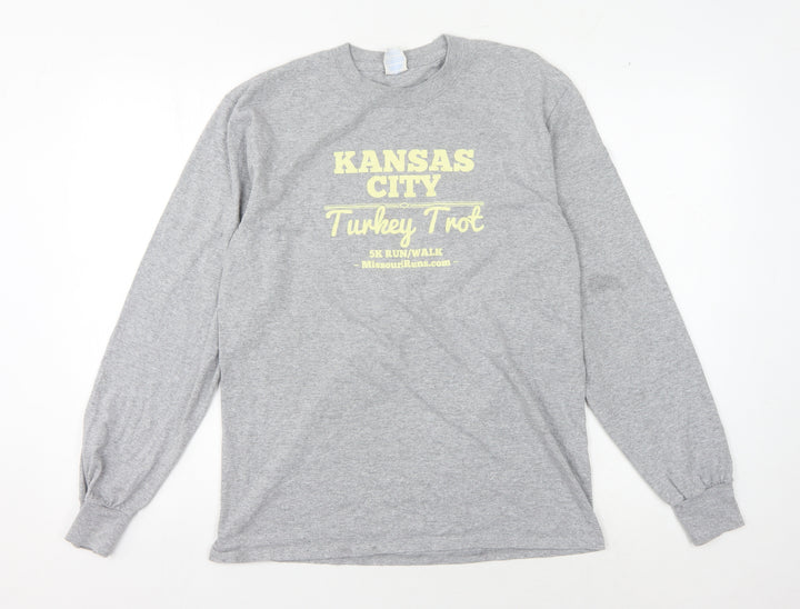 Port & Company Grey Long Sleeve Unisex T-Shirt, M