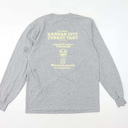 Port & Company Grey Long Sleeve Unisex T-Shirt, M