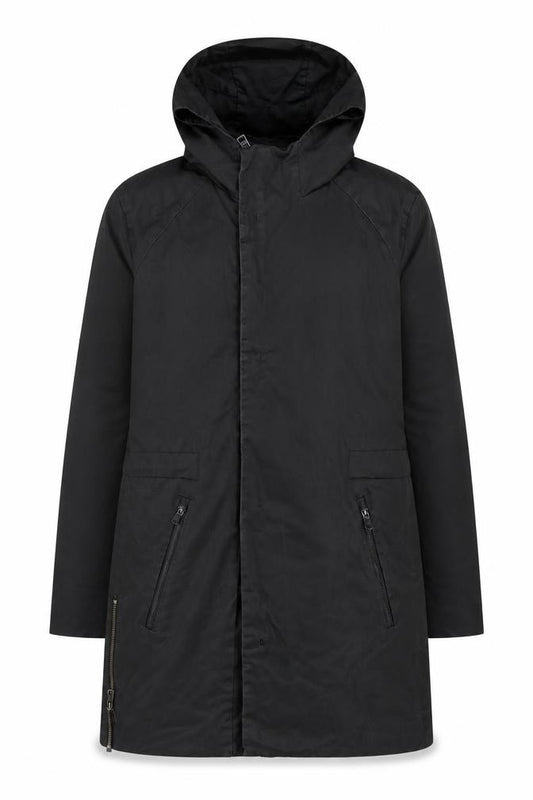 Front view of Jack & Jones unisex kids black hooded parka 18 years