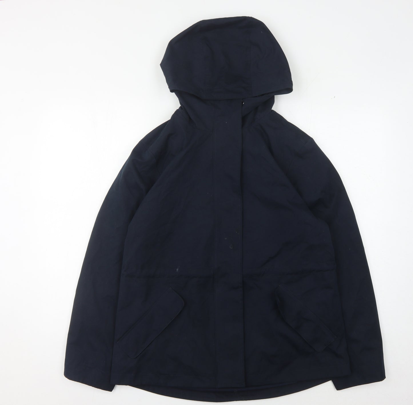 Marks and Spencer Women's Blue Hooded Rain Coat Size 10