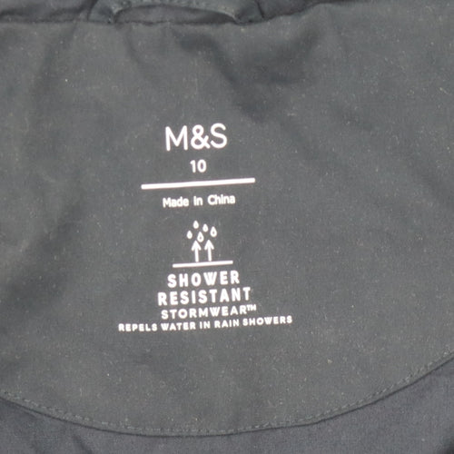 Marks and Spencer Women's Blue Hooded Rain Coat Size 10