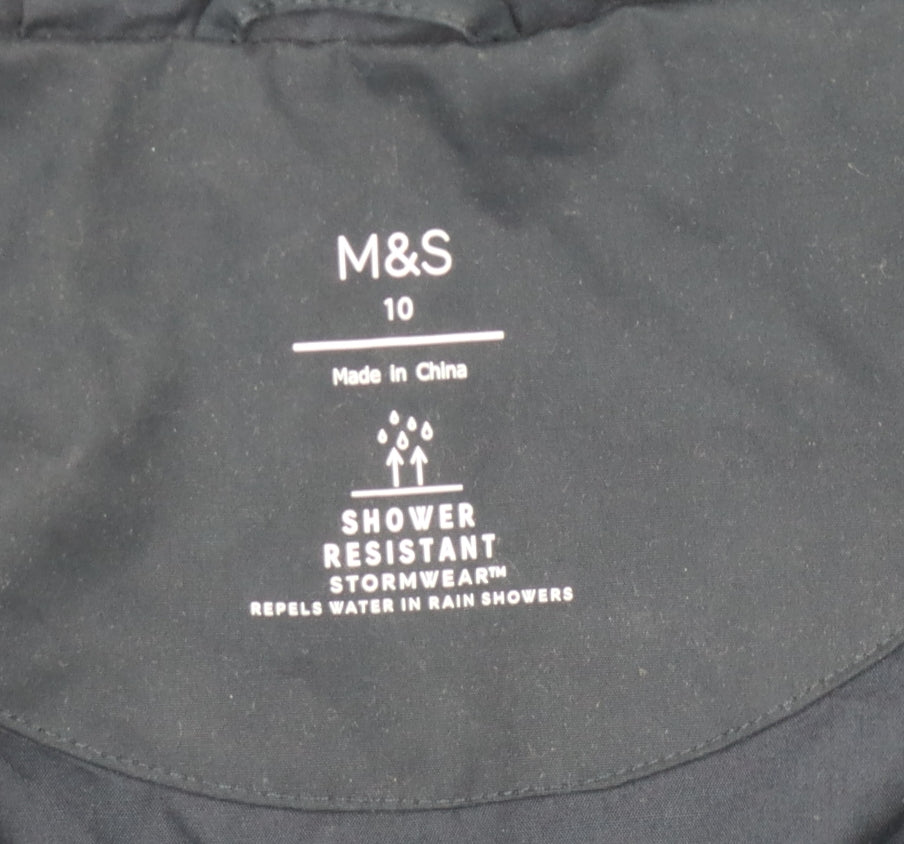 Marks and Spencer Women's Blue Hooded Rain Coat Size 10
