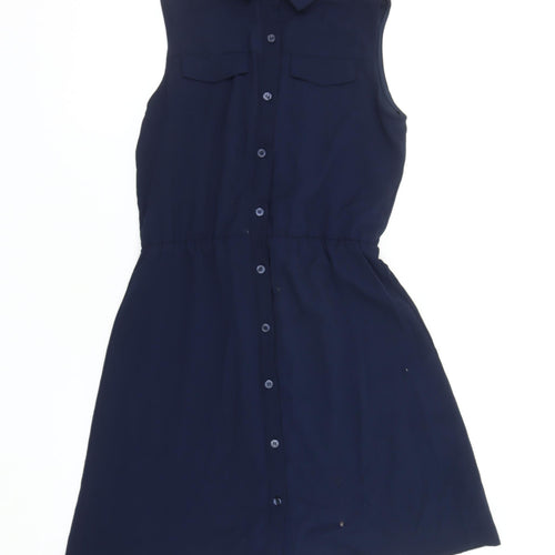YD Girls Blue Sleeveless Shirt Dress, 12-13 Years, Casual