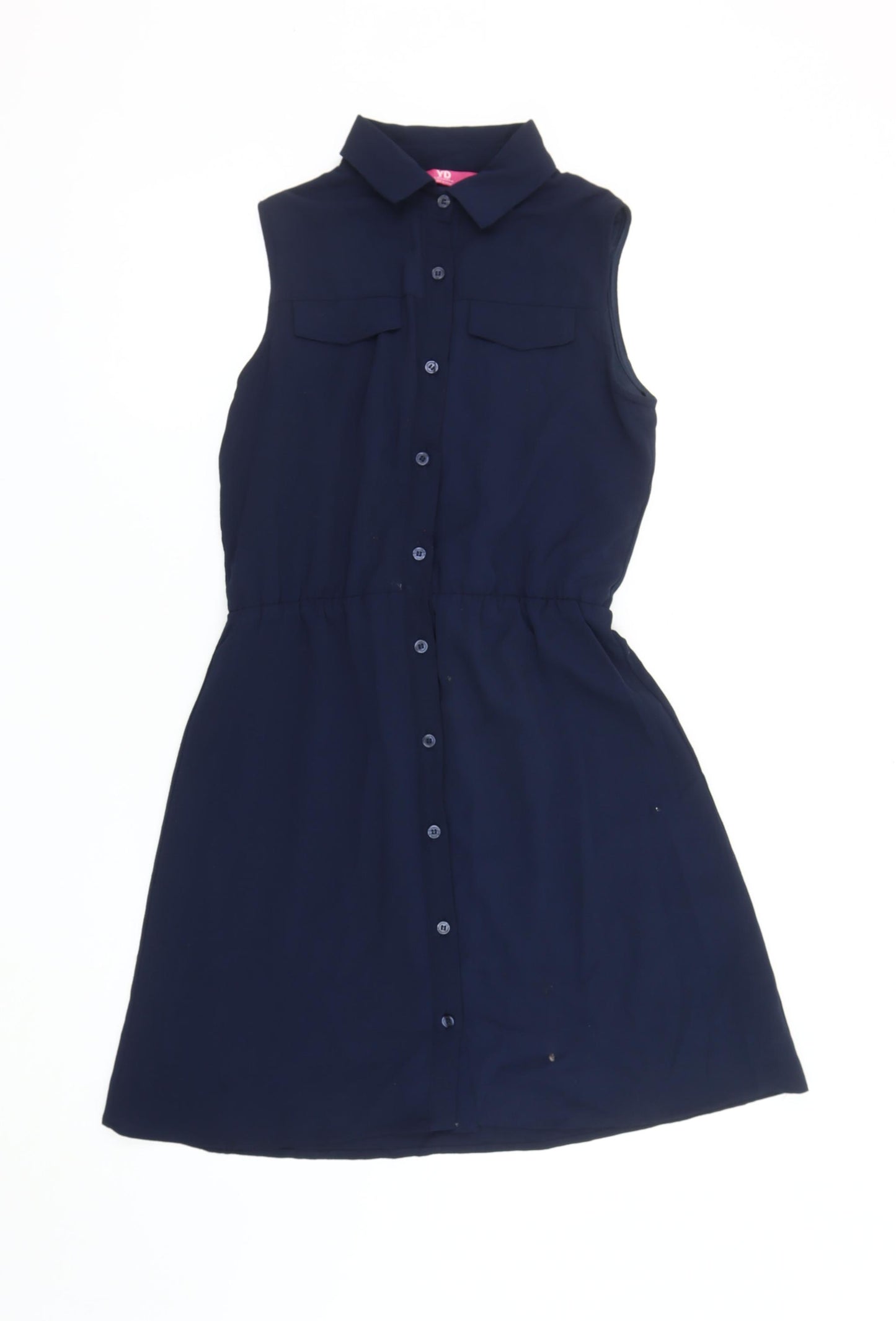 YD Girls Blue Sleeveless Shirt Dress, 12-13 Years, Casual
