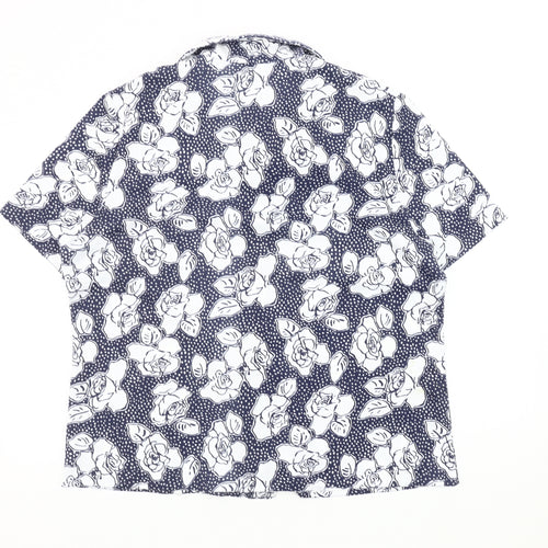 Damart Women's Blue Floral Button-Up Shirt Size 20