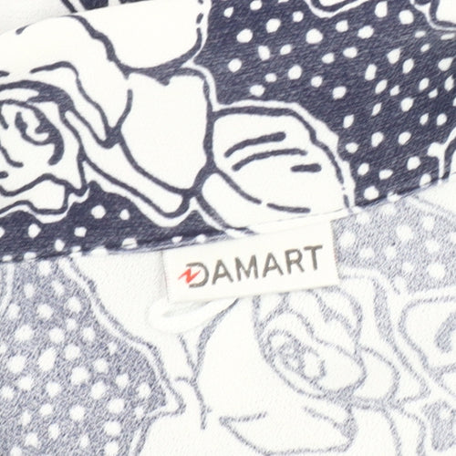 Damart Women's Blue Floral Button-Up Shirt Size 20