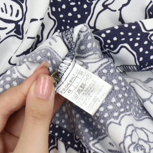 Damart Women's Blue Floral Button-Up Shirt Size 20
