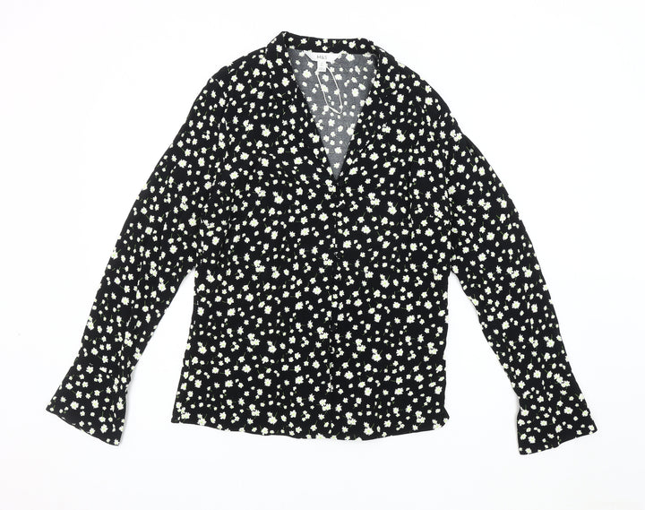 Marks and Spencer Women's Black Floral Blouse, Size 10