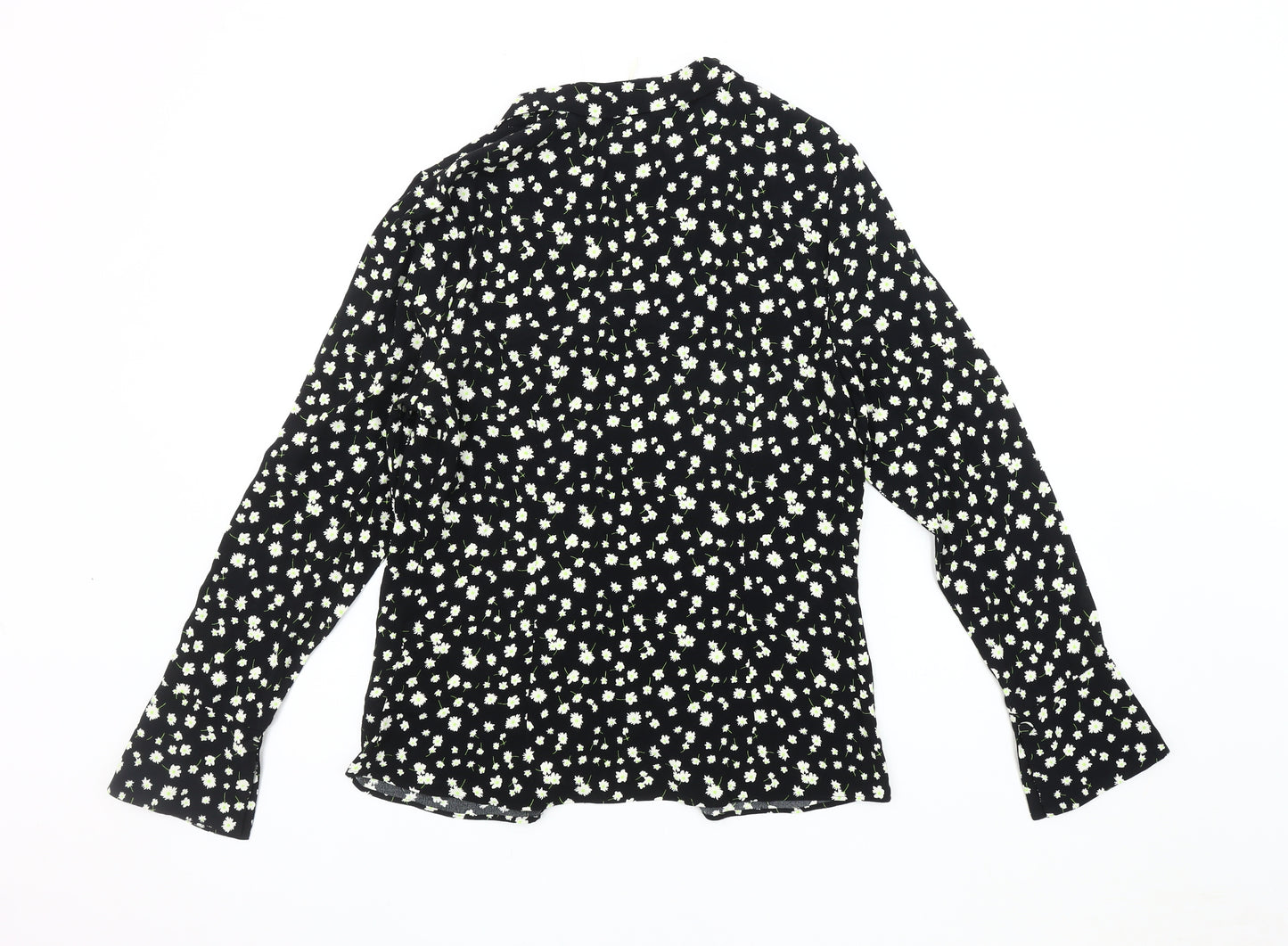 Marks and Spencer Women's Black Floral Blouse, Size 10