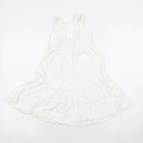 Zara Girls White Cotton Sleeveless Dress Size 7 Years