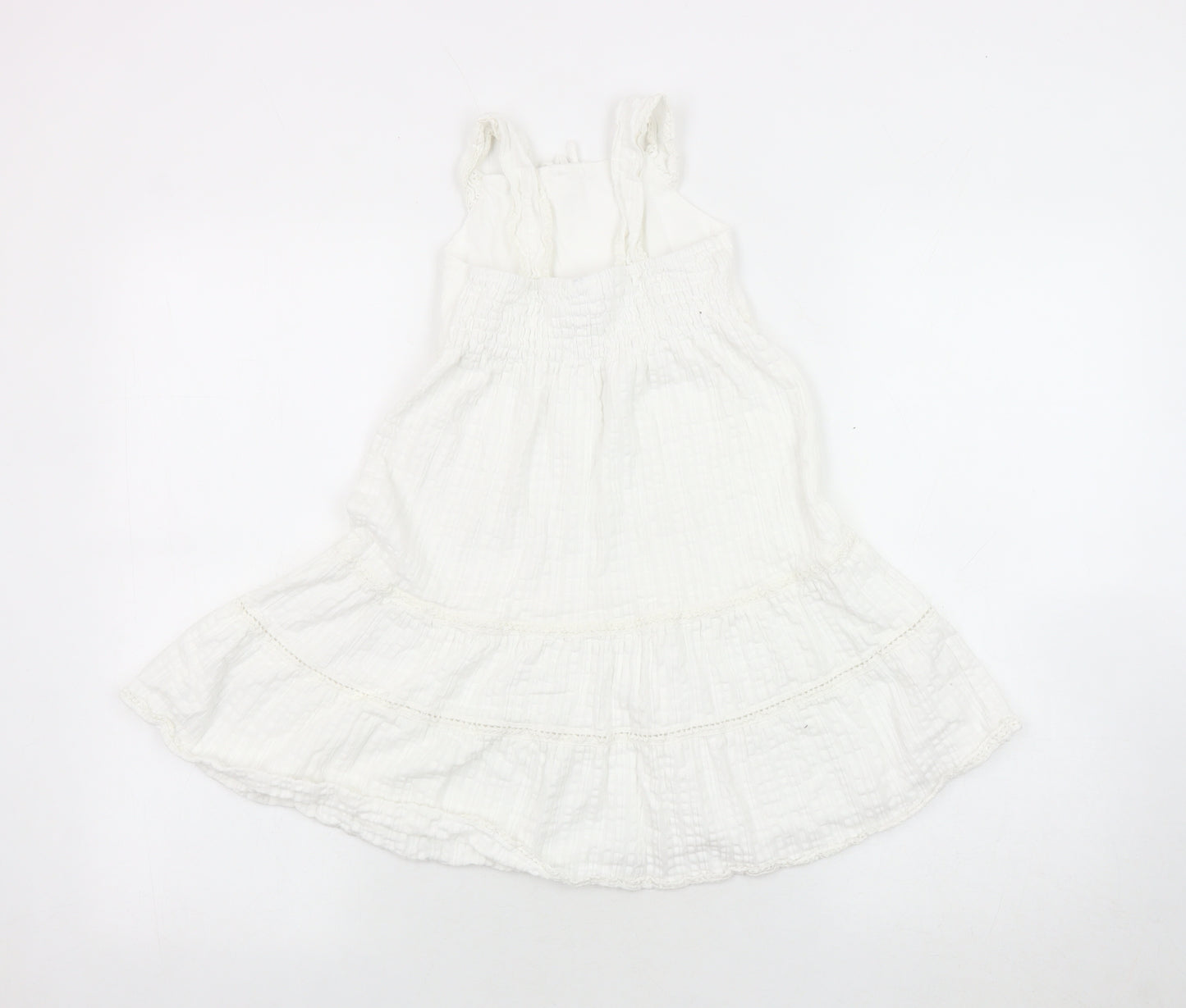 Zara Girls White Cotton Sleeveless Dress Size 7 Years