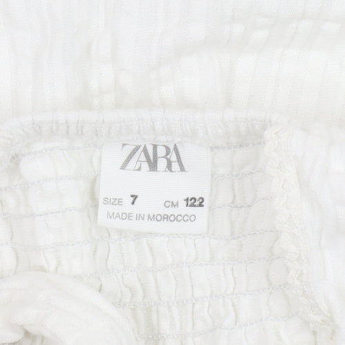 Zara Girls White Cotton Sleeveless Dress Size 7 Years