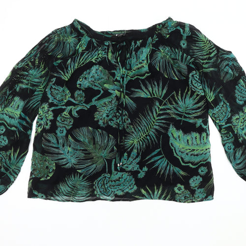 Next Women's Black Floral Tunic Blouse Size 10