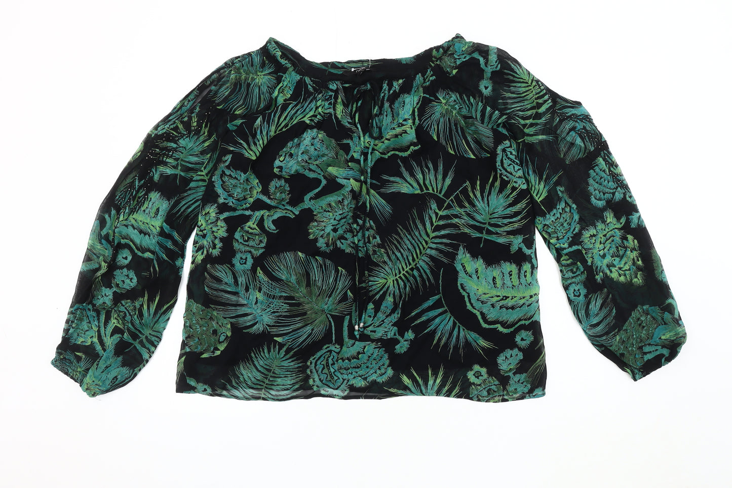Next Women's Black Floral Tunic Blouse Size 10