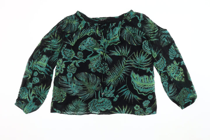 Next Women's Black Floral Tunic Blouse Size 10